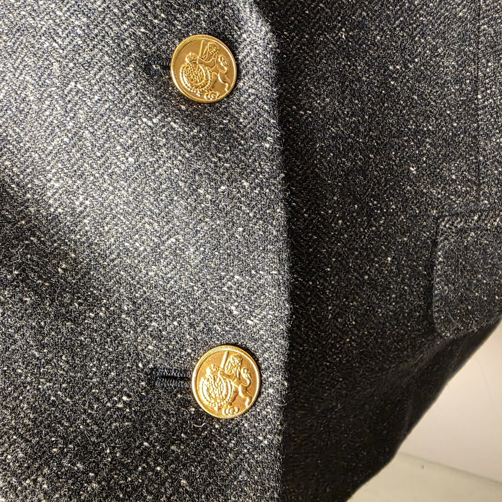 J.Crew Italian Wool Tweed Blazer Mario Bellucci Gray Gold Button Jacket Size 12 - Picture 3 of 13